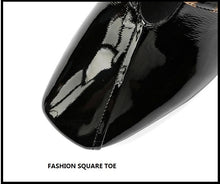 Load image into Gallery viewer, 2020 Fall Single Shoes Woman High Heels Women Pumps Square toe Leopard Pattern Buckle Thick Heel British Female Patent Leather