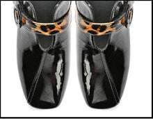 Load image into Gallery viewer, 2020 Fall Single Shoes Woman High Heels Women Pumps Square toe Leopard Pattern Buckle Thick Heel British Female Patent Leather