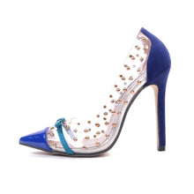 Load image into Gallery viewer, 2020 New Sexy Women Pointed Toe Pumps Transparent Rivet Thin High Heel Lady Shoes Female Butterfly Bow Pumps For Work Big Size41