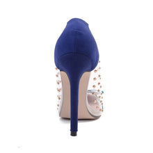 Load image into Gallery viewer, 2020 New Sexy Women Pointed Toe Pumps Transparent Rivet Thin High Heel Lady Shoes Female Butterfly Bow Pumps For Work Big Size41