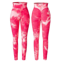 Load image into Gallery viewer, Women Tie Dye Pants Ruched Butt Lift Textured Scrunch Leggings Booty Push Up Tights Workout Gym Fitness Exercise Running Pants