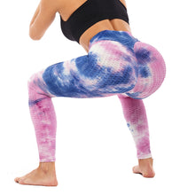 Load image into Gallery viewer, Women Tie Dye Pants Ruched Butt Lift Textured Scrunch Leggings Booty Push Up Tights Workout Gym Fitness Exercise Running Pants