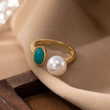 Load image into Gallery viewer, 925 Sterling Silver Baroque Pearl Turquoise Gold-plated Jewelry Sets Stud Earring Pendant Ring Simple Trendy Fine Jewelry Women