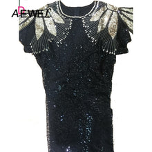 Load image into Gallery viewer, ADEWEL Black Sequin Shoulder Cocktail Party Dress Vestidos De Fiesta De Noche Vestidos Verano 2019 Mujer Bodycon Dress XL