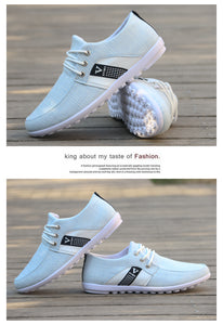 Fashion Canvas Shoes Men Casual Shoes Male Driving Shoes Lace-up Loafers Italian Breathable Footwear 2020 Flat Zapatos De Hombre