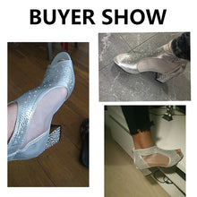Load image into Gallery viewer, Spring Women Leather casual Sandal High Thick Heel Sexy Crystal Platform Zipper Peep Toe Slip On Lady Shoes Zapatos Mujer 5515W