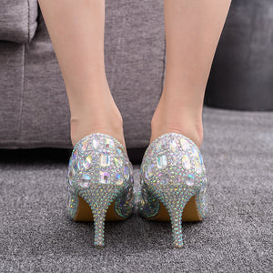 Love Moments AB crystal Wedding shoes 9cm Sweet Heels party shoes Woman Wedding shoes with matching bags Heart bags and shoes