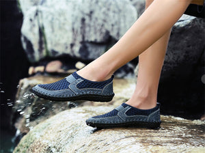 Brand New Summer Men Casual shoes Breathable Mesh cloth Loafers Soft Flats Sandals Handmade Male Driving shoes Large size 38-50