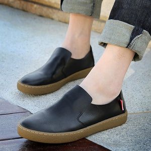 MIUBU Pop Mens Genuine Leather Flats Black Driving Moccasins Summer Slip On Men's Footwear Brand Sperry Social Shoes