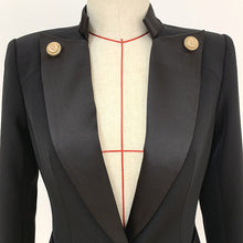 Load image into Gallery viewer, HIGH QUALITY Newest 2020 Designer Blazer Jacket Women&#39;s Single Button Satin Collar Blazer