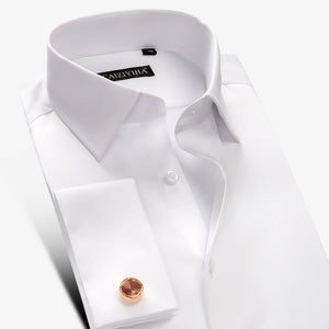 New Luxury Mercerized Cotton French Cuff Button Shirts Long Sleeve Men Wedding Shirts High Quality Dress Shirts with Cufflinks