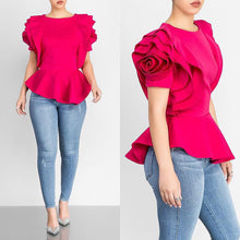 Load image into Gallery viewer, 2020 Women Fashion Summer O-Neck Ruffles Sleeve Asymmetric Hem Slim Tops Blouse