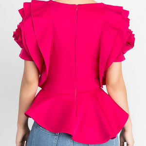 2020 Women Fashion Summer O-Neck Ruffles Sleeve Asymmetric Hem Slim Tops Blouse