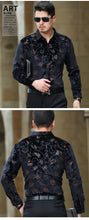 Load image into Gallery viewer, Floral printing high-end gold velvet boutique long-sleeved shirt 2020 Autumn&amp;Winter New fashion casual quality men shirt S-4XL