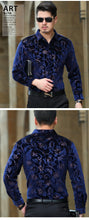 Load image into Gallery viewer, Floral printing high-end gold velvet boutique long-sleeved shirt 2020 Autumn&amp;Winter New fashion casual quality men shirt S-4XL