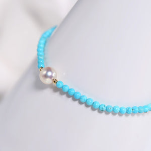 Sinya natural pearls and turquoise beads strand bracelets with 18k gold clasp for women girls lady new fashion design jewelry