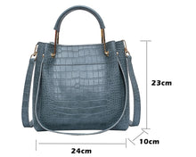 Load image into Gallery viewer, Crocodile Women&#39;s Handbags Wild Vintage Bucket Top-handle Large Capacity Solid Simple Casual Crossbody Bag Fashion Shoulder Bags