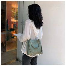 Load image into Gallery viewer, Crocodile Women&#39;s Handbags Wild Vintage Bucket Top-handle Large Capacity Solid Simple Casual Crossbody Bag Fashion Shoulder Bags