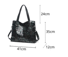Load image into Gallery viewer, Arliwwi Designer Female Genuine Leather Floral Large Capacity Bags Flower Embossed Shiny Women&#39;s Handbags Real leather GY17-1