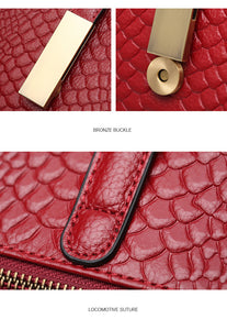 Luxury High Quality Genuine Leather Women's Bag Crocodile-head Embossing Cowhide Leather Handbag Large Capacity Shoulder Bag