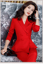 Load image into Gallery viewer, Pant Suit Office Clothes 4XL Plus Size 2 Piece Set Blazer Jacket Trousers Costume Interview Host Business Lady Work Suit ow0519