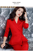 Load image into Gallery viewer, Pant Suit Office Clothes 4XL Plus Size 2 Piece Set Blazer Jacket Trousers Costume Interview Host Business Lady Work Suit ow0519