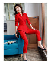 Load image into Gallery viewer, Pant Suit Office Clothes 4XL Plus Size 2 Piece Set Blazer Jacket Trousers Costume Interview Host Business Lady Work Suit ow0519