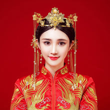 Load image into Gallery viewer, Chinese Bride headwear Phoenix crown wedding dress hairs wear accessories ancient costume Han accessories For Asian