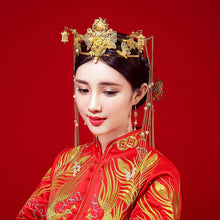 Load image into Gallery viewer, Chinese Bride headwear Phoenix crown wedding dress hairs wear accessories ancient costume Han accessories For Asian