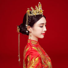 Load image into Gallery viewer, Chinese Bride headwear Phoenix crown wedding dress hairs wear accessories ancient costume Han accessories For Asian