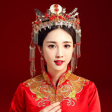 Load image into Gallery viewer, Chinese Bride headwear Phoenix crown wedding dress hairs wear accessories ancient costume Han accessories For Asian