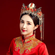 Load image into Gallery viewer, Chinese Bride headwear Phoenix crown wedding dress hairs wear accessories ancient costume Han accessories For Asian