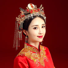 Load image into Gallery viewer, Chinese Bride headwear Phoenix crown wedding dress hairs wear accessories ancient costume Han accessories For Asian