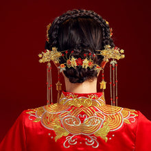 Load image into Gallery viewer, Chinese Bride headwear Phoenix crown wedding dress hairs wear accessories ancient costume Han accessories For Asian