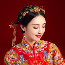 Load image into Gallery viewer, Chinese Bride headwear Phoenix crown wedding dress hairs wear accessories ancient costume Han accessories For Asian