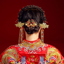 Load image into Gallery viewer, Chinese Bride headwear Phoenix crown wedding dress hairs wear accessories ancient costume Han accessories For Asian