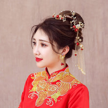 Load image into Gallery viewer, Chinese Bride headwear Phoenix crown wedding dress hairs wear accessories ancient costume Han accessories For Asian