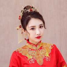 Load image into Gallery viewer, Chinese Bride headwear Phoenix crown wedding dress hairs wear accessories ancient costume Han accessories For Asian