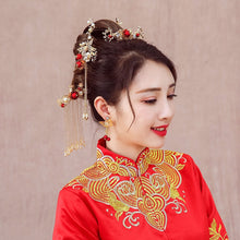 Load image into Gallery viewer, Chinese Bride headwear Phoenix crown wedding dress hairs wear accessories ancient costume Han accessories For Asian