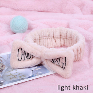 2020 New OMG Letter Coral Fleece Wash Face Hairbands For Women Cute Soft Bow Girls Headbands Hair Bands Turban Hair Accessories