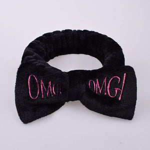 2020 New OMG Letter Coral Fleece Wash Face Hairbands For Women Cute Soft Bow Girls Headbands Hair Bands Turban Hair Accessories