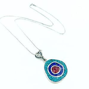 Coral, Turquoise, Lapis Hand Production Mosaic Silver Set Suit