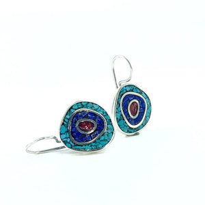 Coral, Turquoise, Lapis Hand Production Mosaic Silver Set Suit