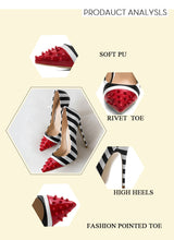 Load image into Gallery viewer, WETKISS Studded High Heels 12cm Stilettos Women Pointed Toe Rivet Ladies Party Pumps Zebra Shallow Colorful Shoes Woman 34-45