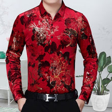 Load image into Gallery viewer, Floral printing high-end gold velvet boutique long-sleeved shirt 2020 Autumn&amp;Winter New fashion casual quality men shirt S-4XL