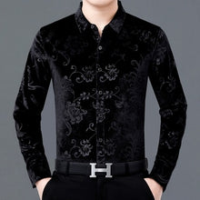 Load image into Gallery viewer, Floral printing high-end gold velvet boutique long-sleeved shirt 2020 Autumn&amp;Winter New fashion casual quality men shirt S-4XL