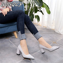 Load image into Gallery viewer, oymlg 2020 Women&#39;s High Heels Sexy Bride Party mid Heel Pointed toe Shallow mouth High Heel Shoes Women shoes big size 35-43