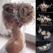 Load image into Gallery viewer, Mix Style Elegant Crystal Pearl Flower Hair Jewelry Wedding Hair Accessories Hair Comb Bridal tiara hair ornaments Wholesale