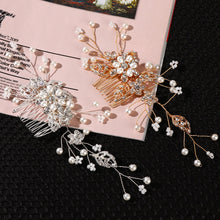 Load image into Gallery viewer, Mix Style Elegant Crystal Pearl Flower Hair Jewelry Wedding Hair Accessories Hair Comb Bridal tiara hair ornaments Wholesale