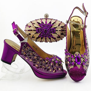 Italian New Design High Quality African Shoes And Bag To Match Nigerian Women Matching Shoes Bag Set In Royal Blue Color